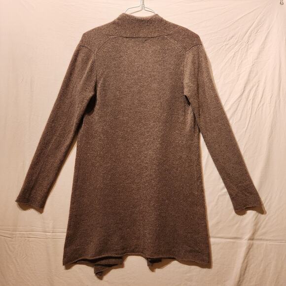 Lusso 100% Cashmere Sz S Long Open Cardigan Old Money Brown Quiet Luxury Sweater - Picture 4 of 8
